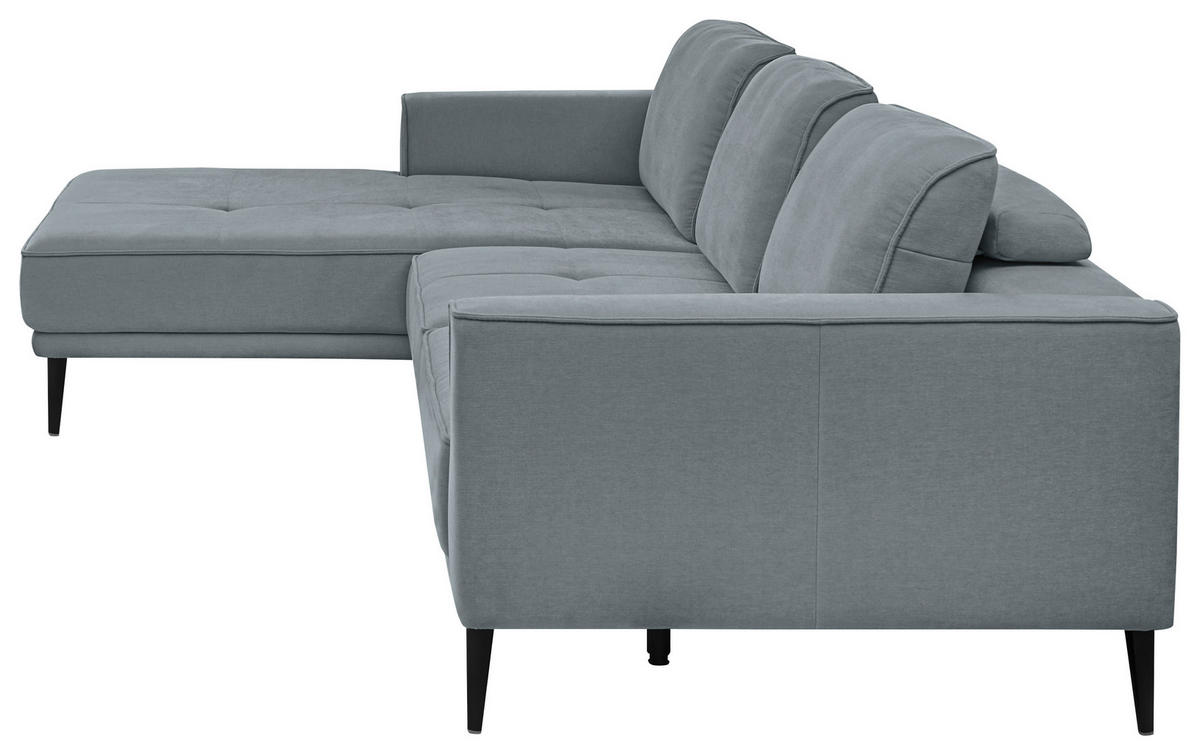 ECKSOFA Blaugrau Flachgewebe  - Blaugrau/Schwarz, KONVENTIONELL, Textil/Metall (193/279cm) - SetOne by Musterring