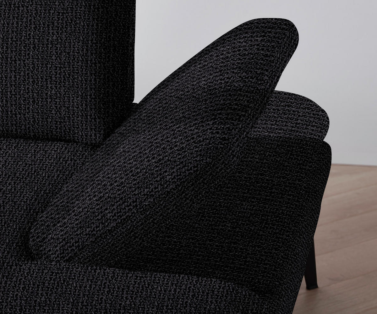 ECKSOFA in Webstoff Schwarz  - Schwarz, Design, Textil/Metall (180/289cm) - Stylife