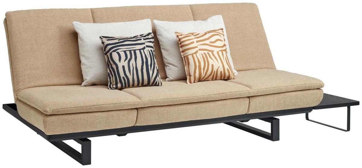 SCHLAFSOFA  in Flachgewebe Beige  - Beige/Schwarz, Design, Holz/Textil (201/80/120cm) - Joka