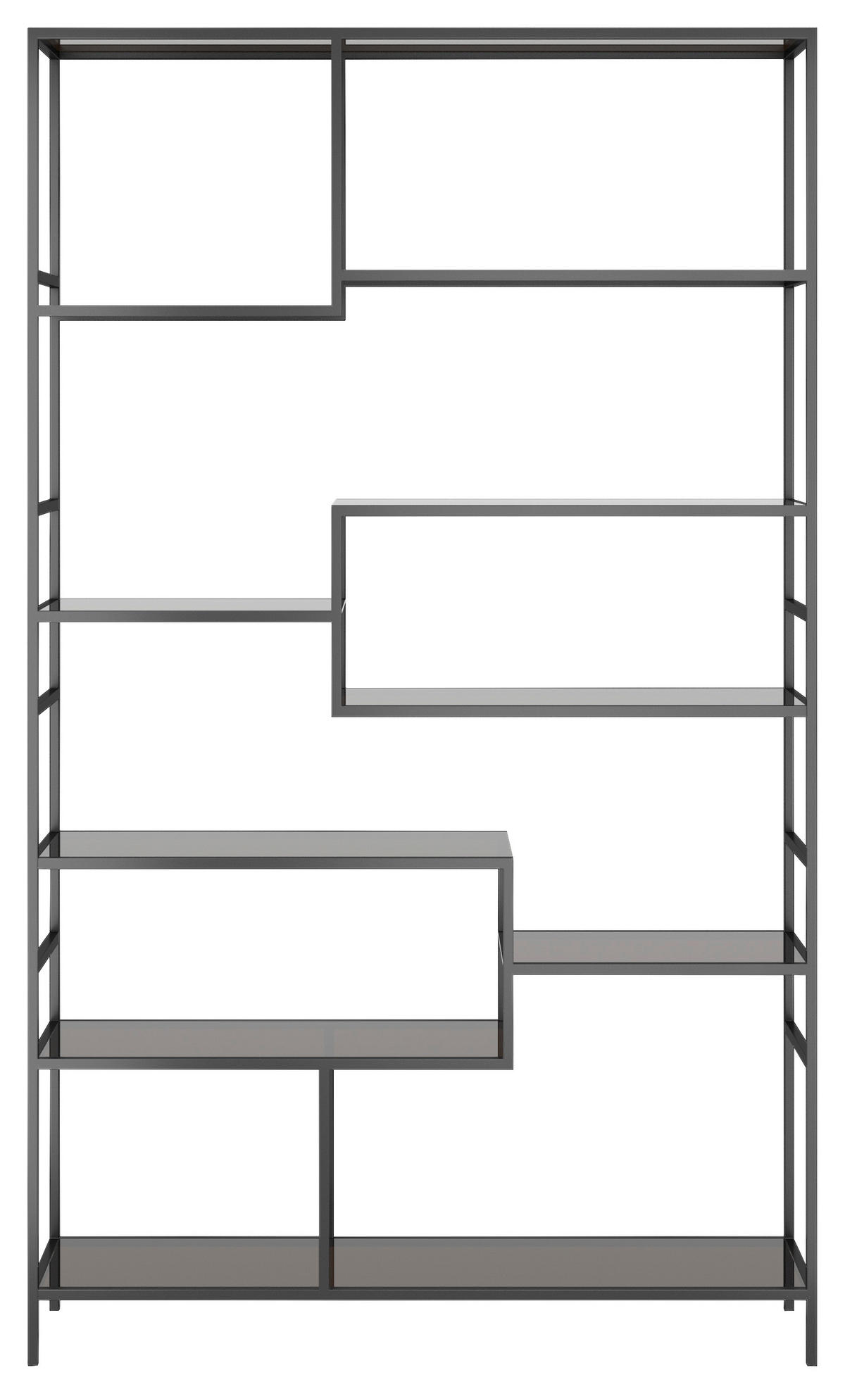 REGAL Anthrazit, Schwarz  - Anthrazit/Schwarz, Design, Glas/Metall (115/195/30cm) - Kare-Design