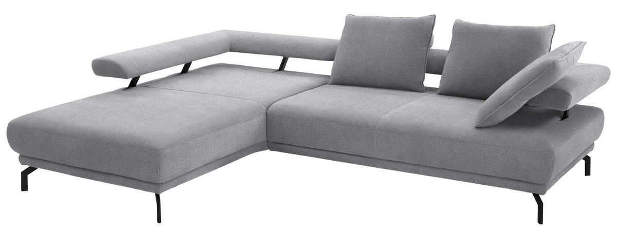 ECKSOFA Fino in Chenille Grau  224/305 cm  - Schwarz/Grau, Design, Textil/Metall (224/305cm) - Dieter Knoll