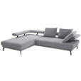 ECKSOFA Fino in Chenille Grau  224/305 cm  - Schwarz/Grau, Design, Textil/Metall (224/305cm) - Dieter Knoll