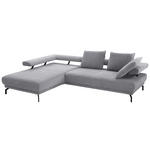 ECKSOFA Fino in Chenille Grau  224/305 cm  - Schwarz/Grau, Design, Textil/Metall (224/305cm) - Dieter Knoll