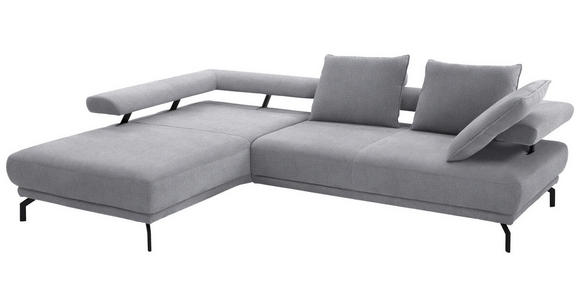 ECKSOFA Fino in Chenille Grau  224/305 cm  - Schwarz/Grau, Design, Textil/Metall (224/305cm) - Dieter Knoll