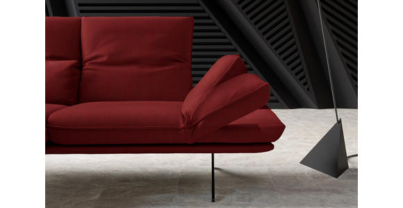 ECKSOFA in Echtleder Rot  - Gelb/Rot, Design, Leder/Metall (130/210cm) - Dieter Knoll