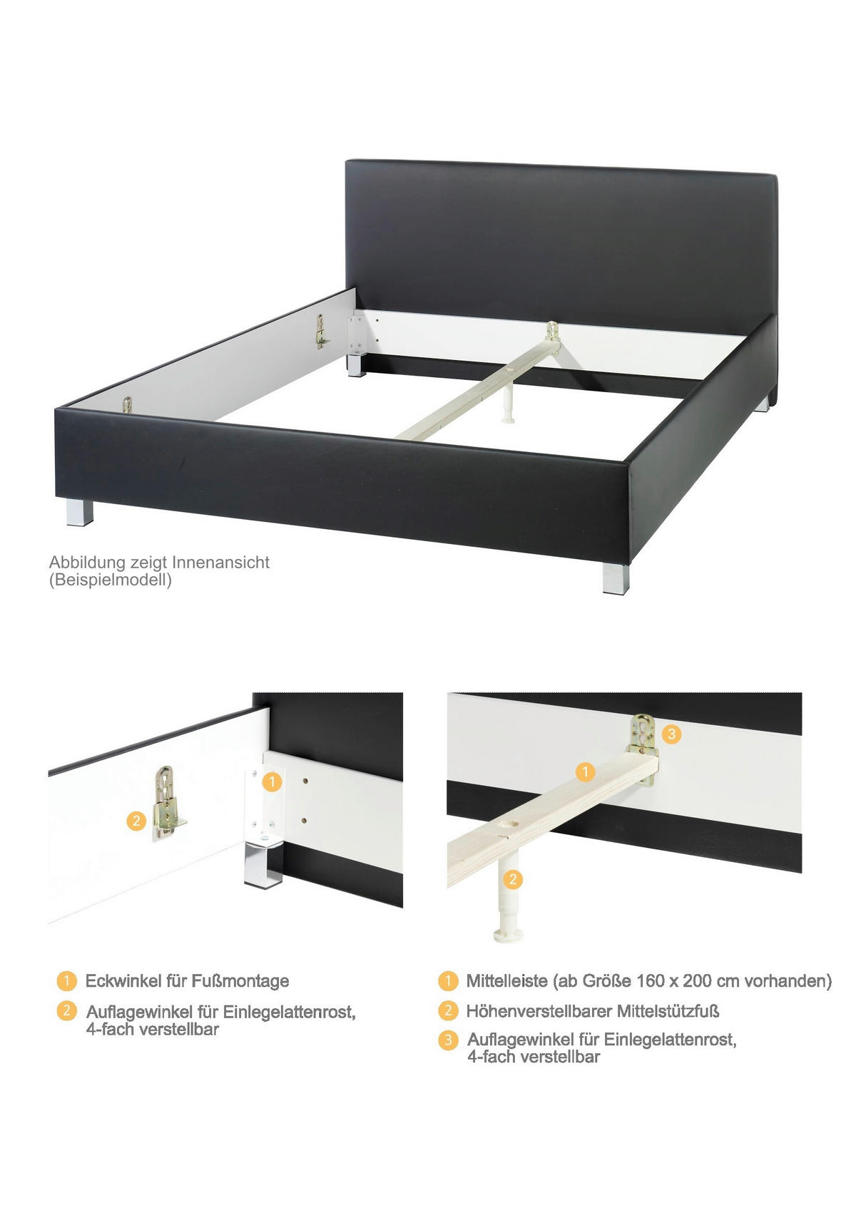 POLSTERBETT 180/200 cm,  in Grau,  - Naturfarben/Grau, MODERN, Holz/Textil (180/200cm) - Livetastic