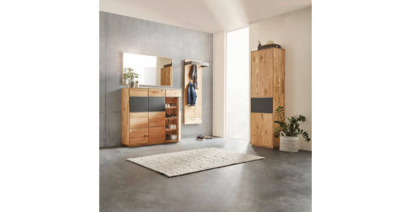 SCHUHSCHRANK  in 129,8/123/38 cm  - Eichefarben/Grau, Natur, Glas/Holz (129,8/123/38cm) - Waldwelt