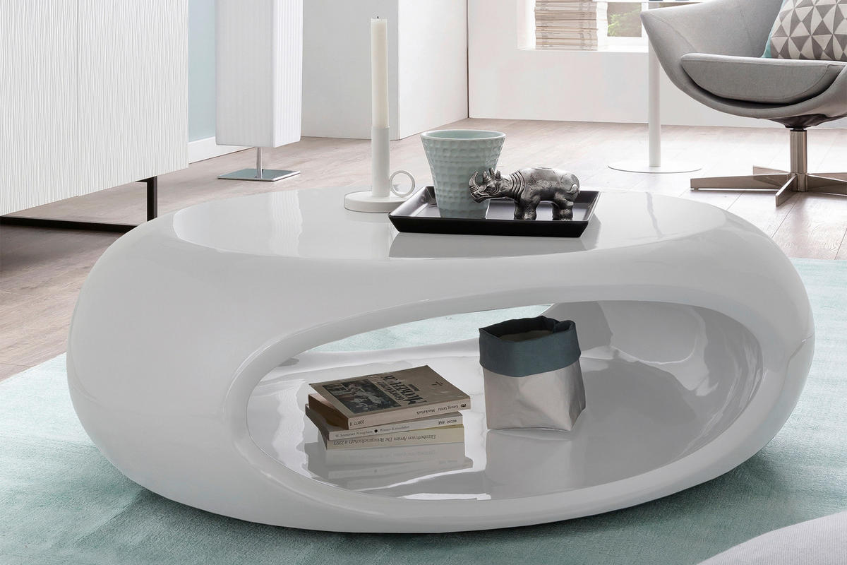COUCHTISCH - Weiß Hochglanz, Design, Kunststoff (100/70/32cm) - Livetastic