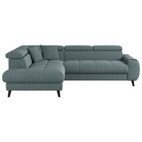 ECKSOFA in Flachgewebe Blau  - Blau/Schwarz, Design, Textil/Metall (195/246cm) - Livetastic