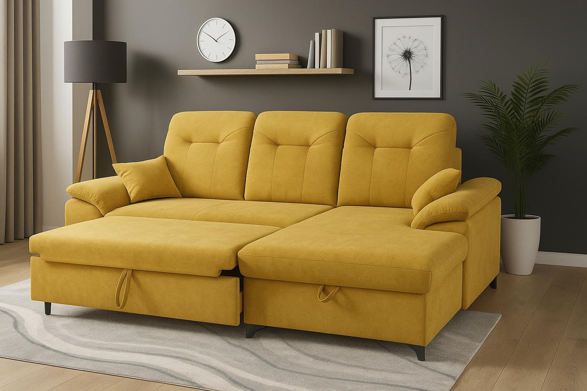 SAROKKANAPÉ textil sárga  - sárga, Basics, textil (260/164cm) - Carryhome