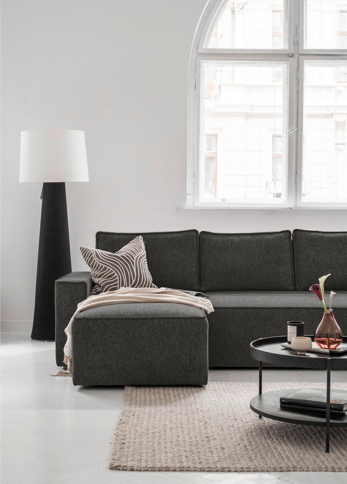 SJEDEĆA GARNITURA tekstil  tamno siva   - bijela/siva, Design, tekstil/plastika (156/322/194cm) - MID.YOU