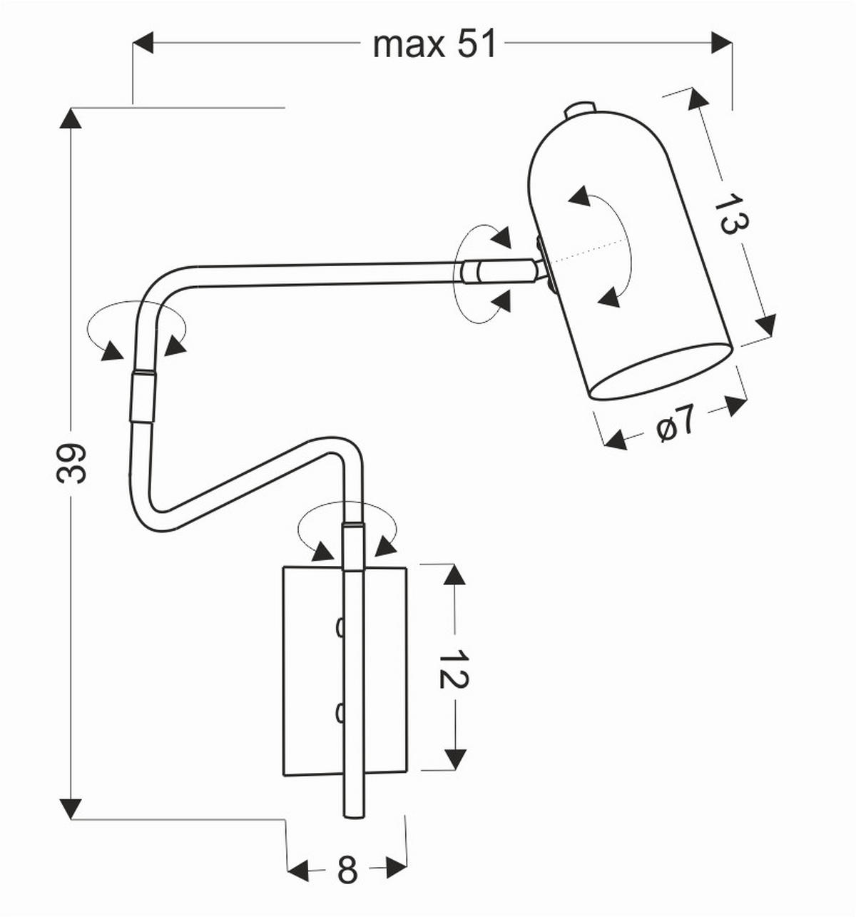 VÄGGLAMPA 8/51/39 cm   - guldfärgad, Basics, metall (8/51/39cm)