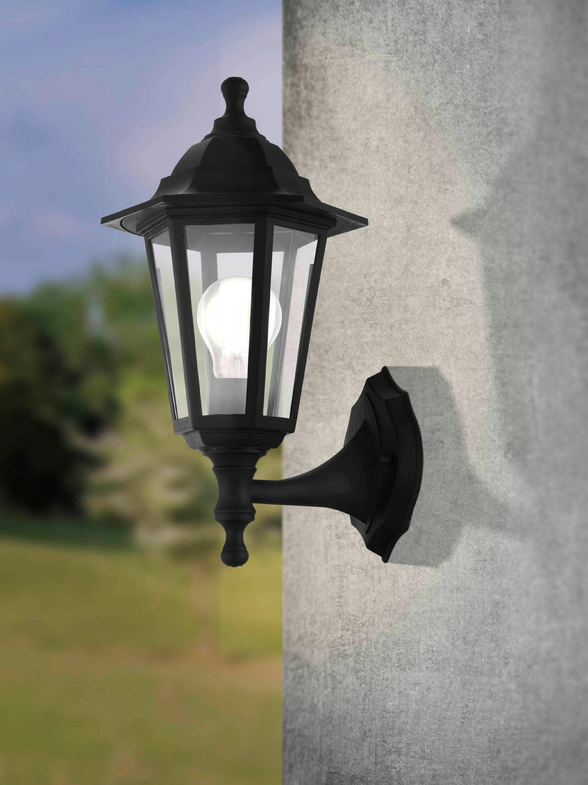 AUßENWANDLEUCHTE 19,5 cm - Schwarz, Basics, Glas/Kunststoff (19,5cm)