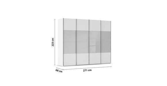 SCHWEBETÜRENSCHRANK  in Weiß, Seidengrau  - Chromfarben/Seidengrau, KONVENTIONELL, Glas/Holzwerkstoff (271/223/68cm) - Novel
