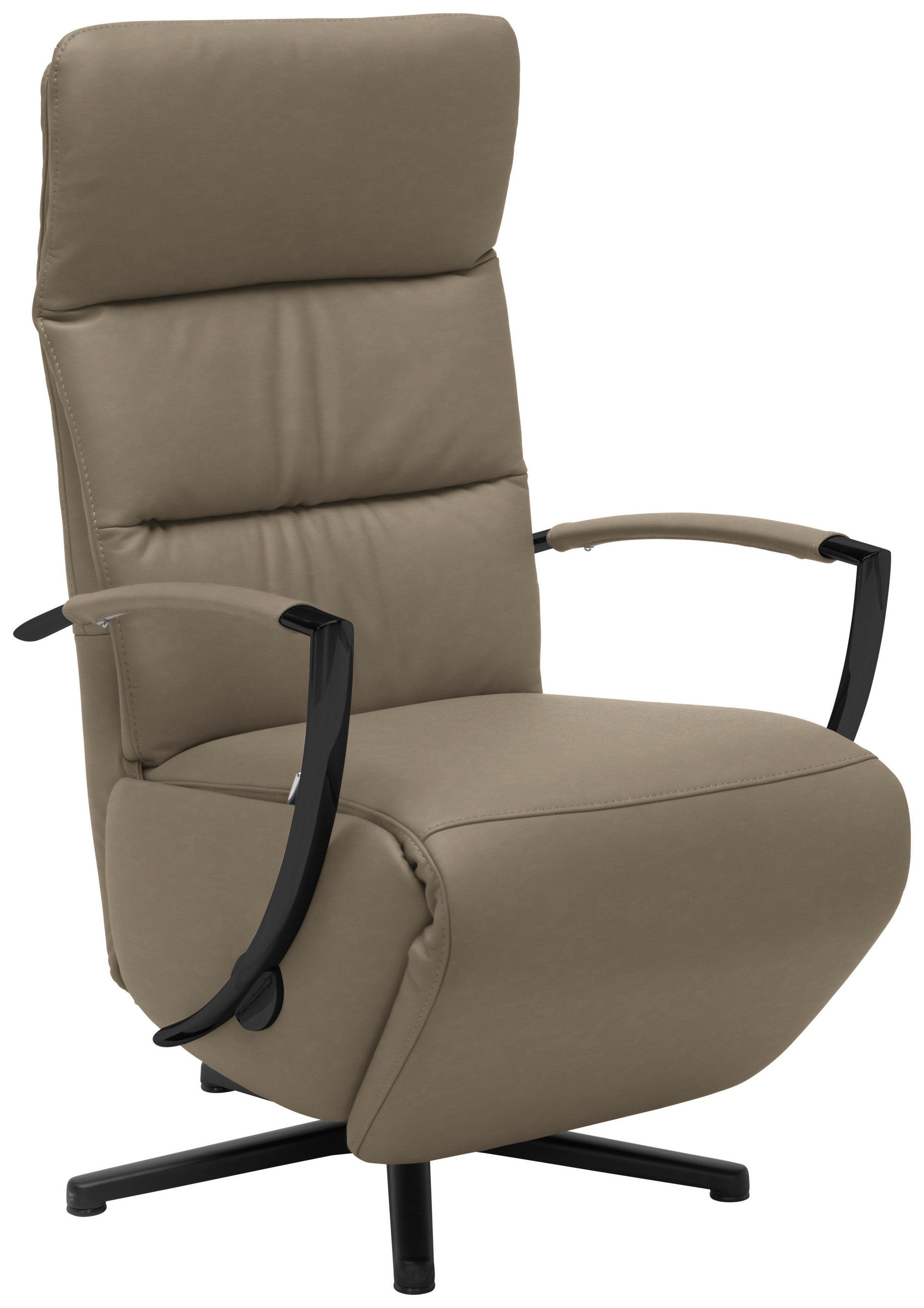 RELAXSESSEL in Leder Braun  - Schwarz/Braun, Design, Leder/Metall (64/112/80cm) - Cantus