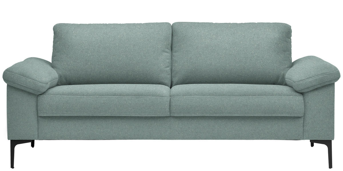 2,5-SITZER in Flachgewebe Blaugrau  - Blaugrau/Schwarz, Design, Textil/Metall (206/86/97cm) - Pure Home Lifestyle