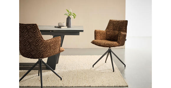 ARMLEHNSTUHL  , Stoffauswahl, Sitzfläche 360° drehbar, automatische Rückholfunktion  , Jacquard  ,  - Schwarz/Braun, Design, Textil/Metall (59/89,5/63cm) - Novel