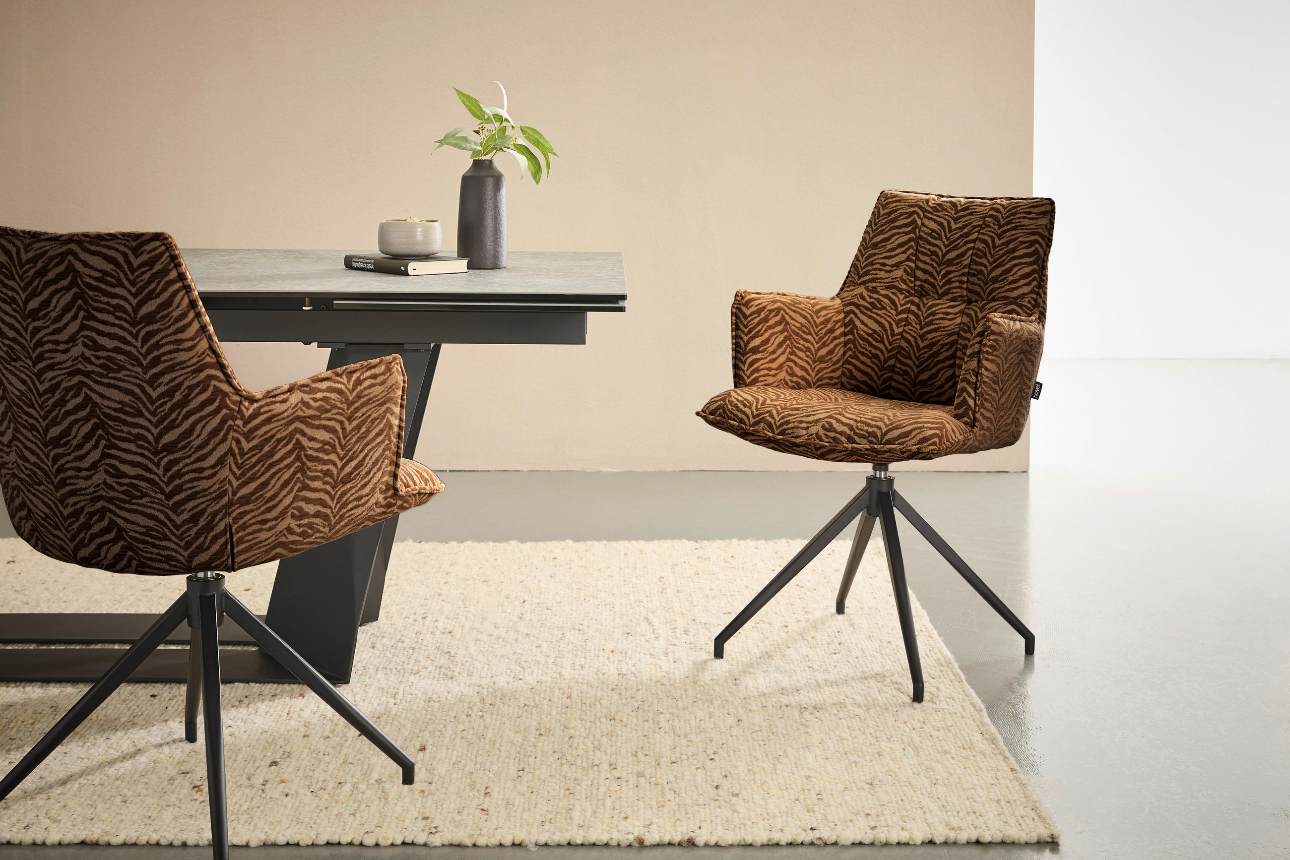 ARMLEHNSTUHL  in Eisen Jacquard  - Schwarz/Braun, Design, Textil/Metall (59/89,5/63cm) - Novel