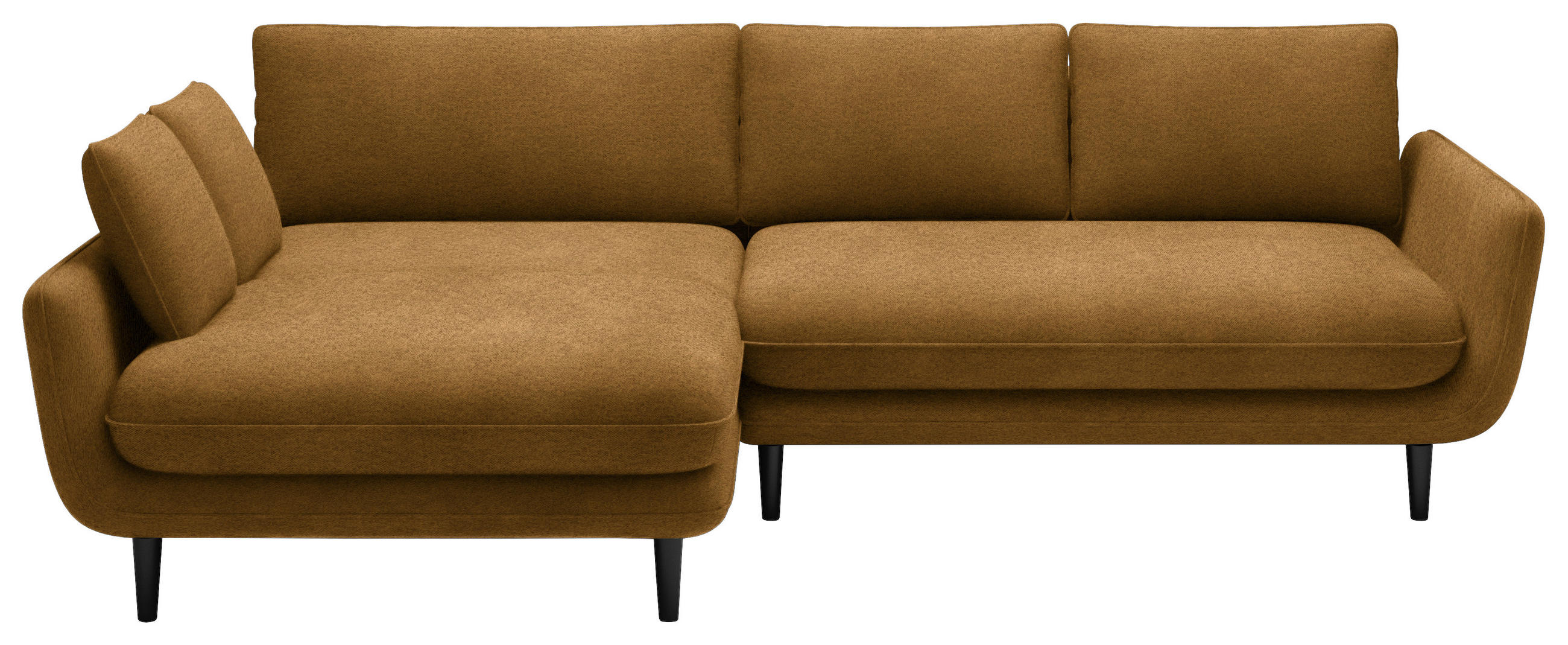 ECKSOFA in Velours Goldfarben  - Goldfarben/Schwarz, Design, Holz/Textil (167/260cm) - Welnova
