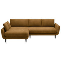 ECKSOFA in Velours Goldfarben  - Goldfarben/Schwarz, Design, Holz/Textil (167/260cm) - Welnova