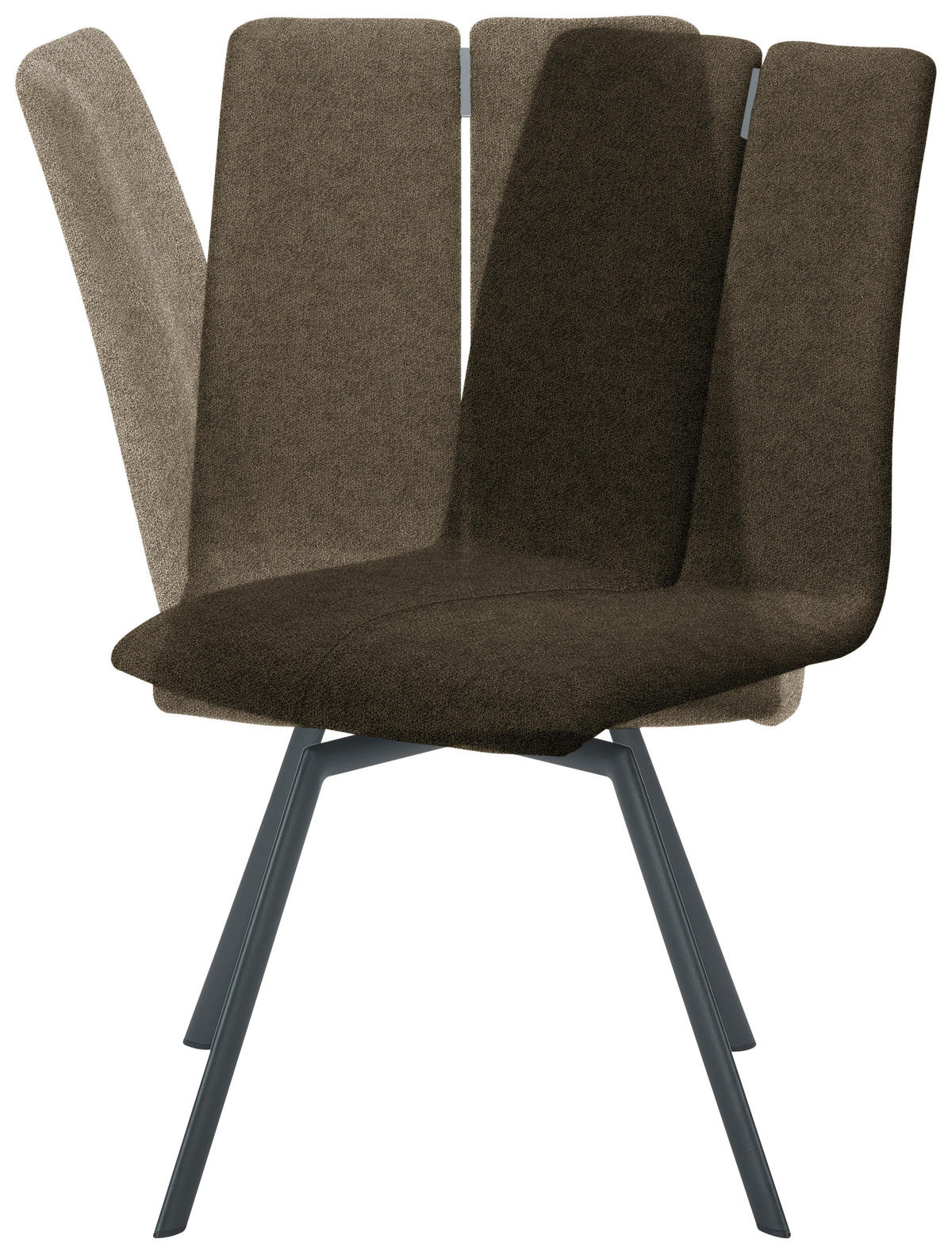 STUHL  Lederauswahl, Stoffauswahl, Typenauswahl Struktur  - Anthrazit/Braun, Design, Textil/Metall (50/92/64cm) - Venjakob