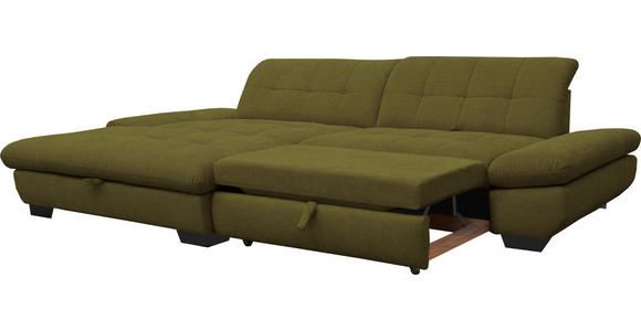 ECKSOFA in Mikrofaser Grün 198/290 cm - Schwarz/Grün, Design, Textil/Metall (198/290cm) - Xora