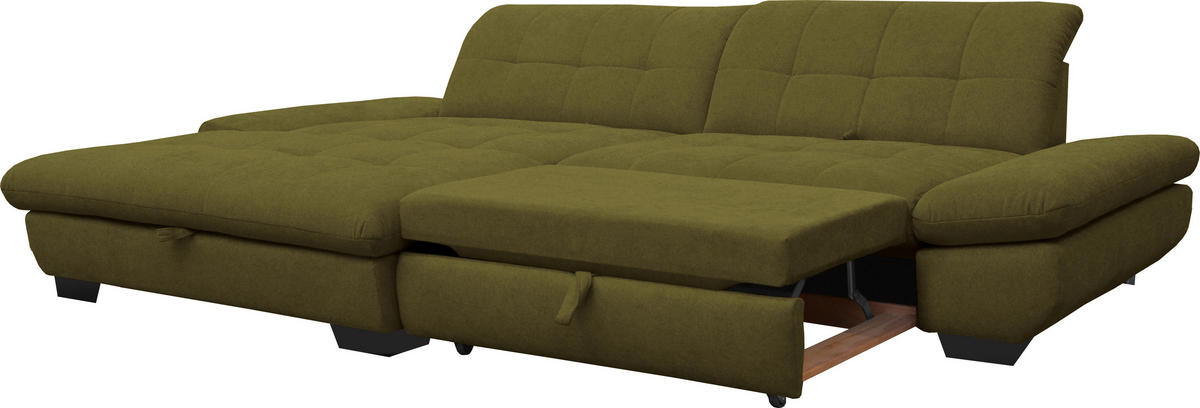 ECKSOFA in Mikrofaser Grün  198/290 cm  - Schwarz/Grün, Design, Textil/Metall (198/290cm) - Xora