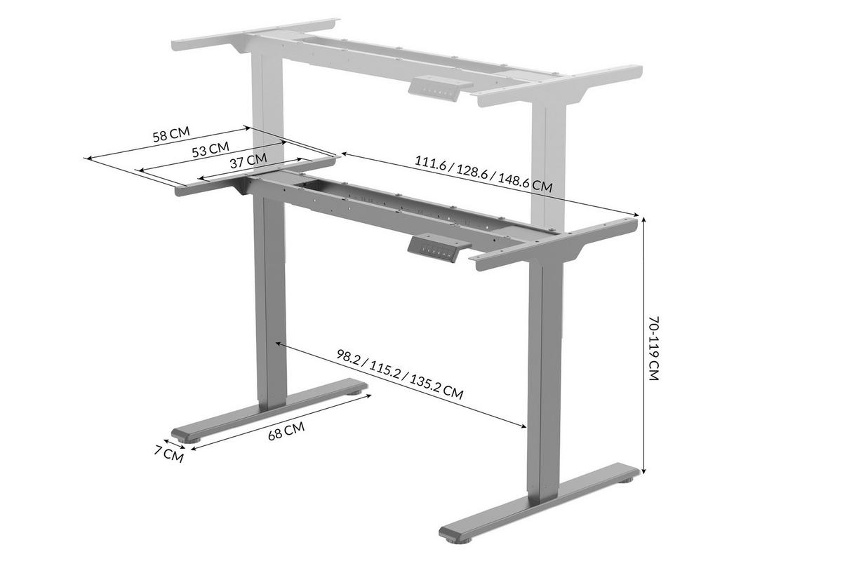 TISCHGESTELL   - Weiß, MODERN, Metall (112/70/119/68cm) - MID.YOU