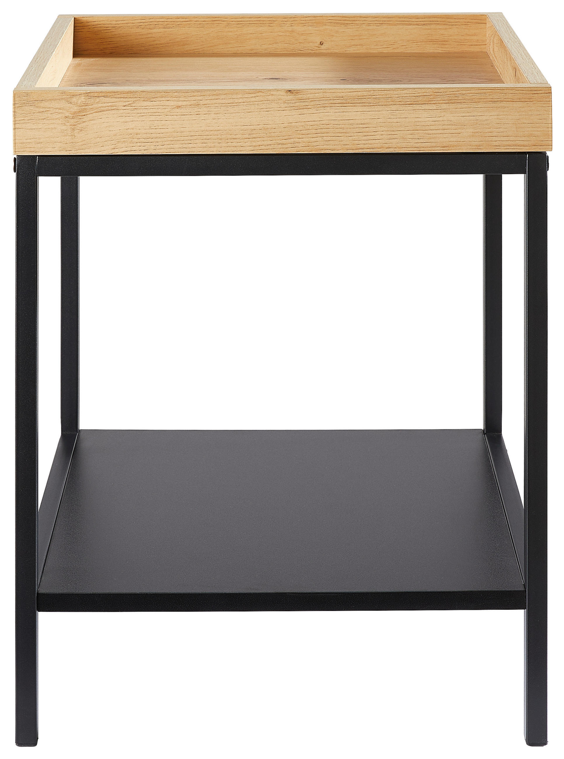 BEISTELLTISCH 40/40/50 cm Schwarz, Eichefarben quadratisch  - Eichefarben/Schwarz, Basics, Holzwerkstoff/Metall (40/40/50cm) - Xora