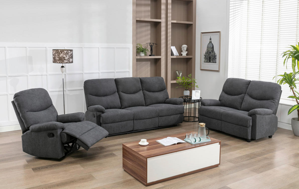 SJEDEĆA GARNITURA tekstil  siva   - siva/crna, Konvencionalno, tekstil/metal - P & B