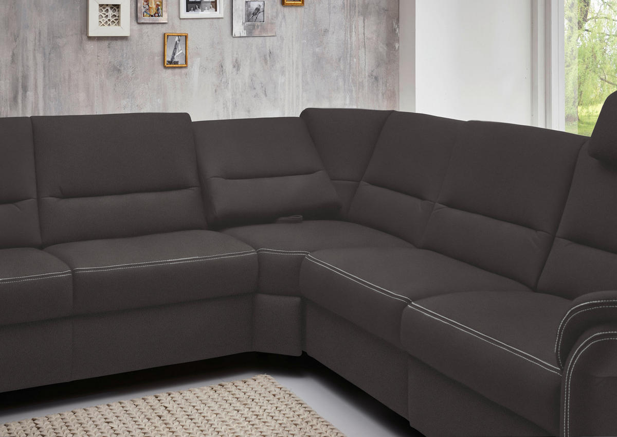 WOHNLANDSCHAFT in Mikrofaser Grau  - Alufarben/Grau, Konventionell, Textil/Metall (173/330/262cm) - Beldomo System