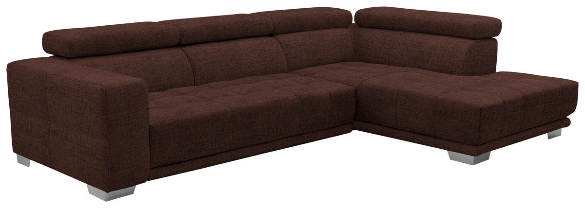 ECKSOFA in Chenille Rotbraun  - Chromfarben/Rotbraun, Design, Textil (301/207cm) - Xora