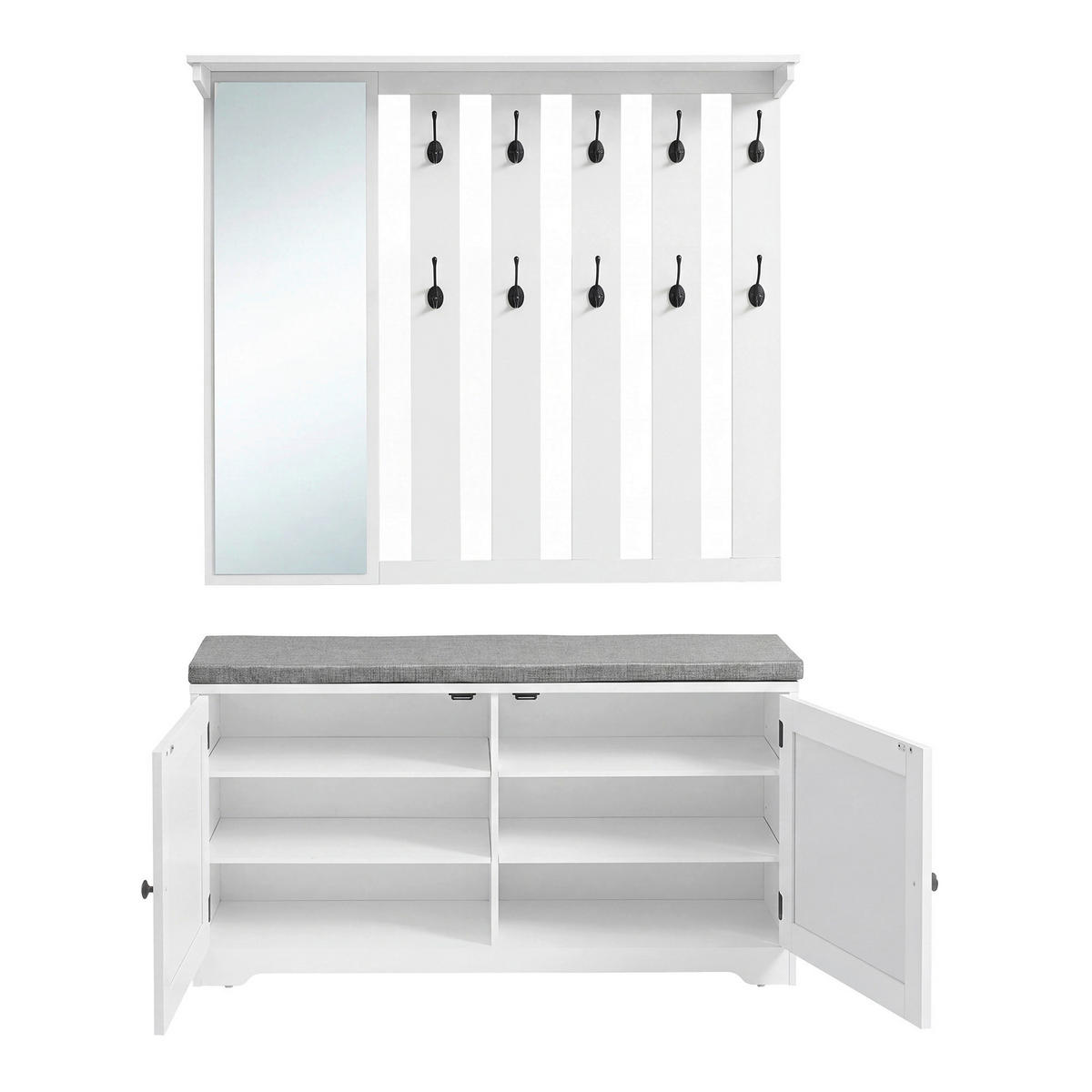 GARDEROBE  in 102/132,5/35,5 cm  - Weiß, Trend, Glas/Holzwerkstoff (102/132,5/35,5cm) - Boxxx