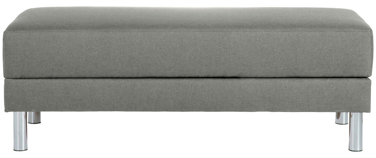 ECKSCHLAFSOFA inkl. Hocker in Hellgrau Textil   - Chromfarben/Hellgrau, Konventionell, Textil/Metall (152/230cm) - Max Winzer