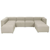 WOHNLANDSCHAFT in Flachgewebe Creme  - Creme, Design, Kunststoff/Textil (250/350/235cm) - Max Winzer