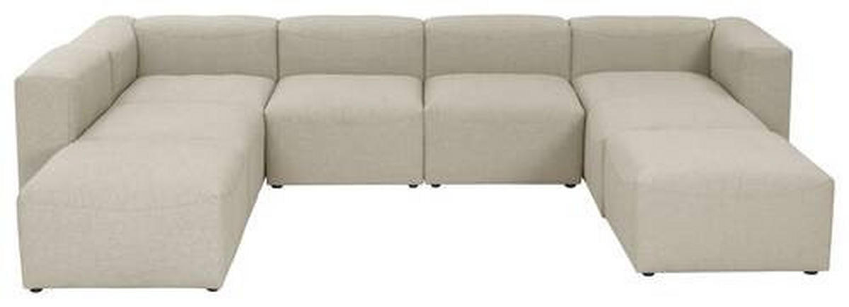 WOHNLANDSCHAFT in Flachgewebe Creme  - Creme, Design, Kunststoff/Textil (250/350/235cm) - Max Winzer