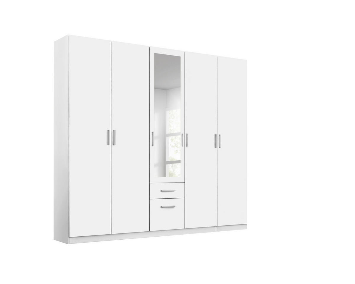 DREHTÜRENSCHRANK in Weiss  - Weiss/Alufarben, Modern, Holzwerkstoff/Kunststoff (226/229/54cm) - Rauch Möbel
