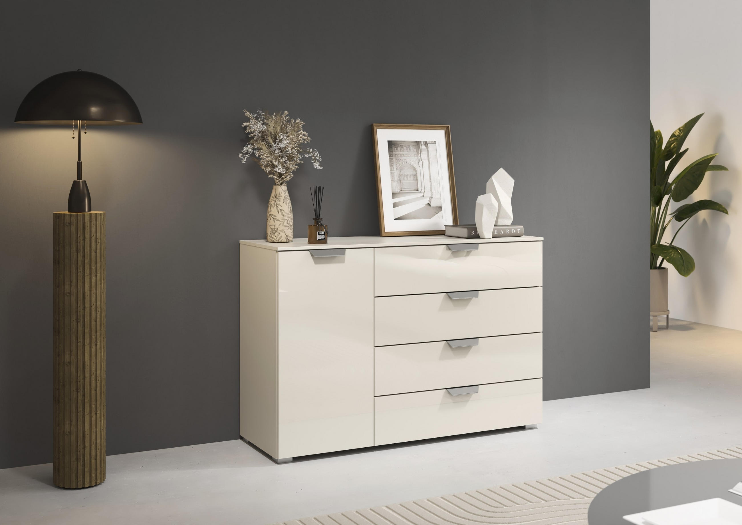 KOMMODE  in 120/81/42 cm  - Chromfarben/Champagner, Design, Glas/Holzwerkstoff (120/81/42cm) - Carryhome