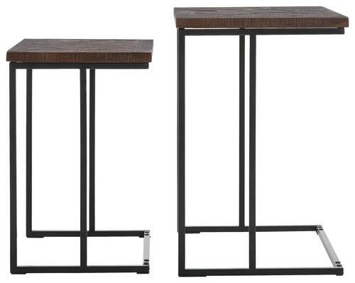 Thumbnail - Carryhome Beistelltischset, Schwarz, Dunkelgrau, Holz, Metall, 2-teilig, Recyclingholz, vollmassiv, Holz, rechteckig, ec...