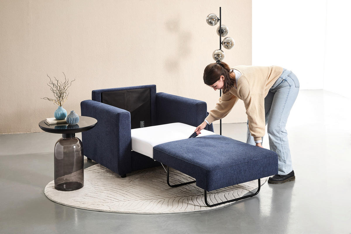 SCHLAFSESSEL Webstoff Dunkelblau    - Schwarz/Dunkelblau, KONVENTIONELL, Textil (104/85/90cm) - Xora