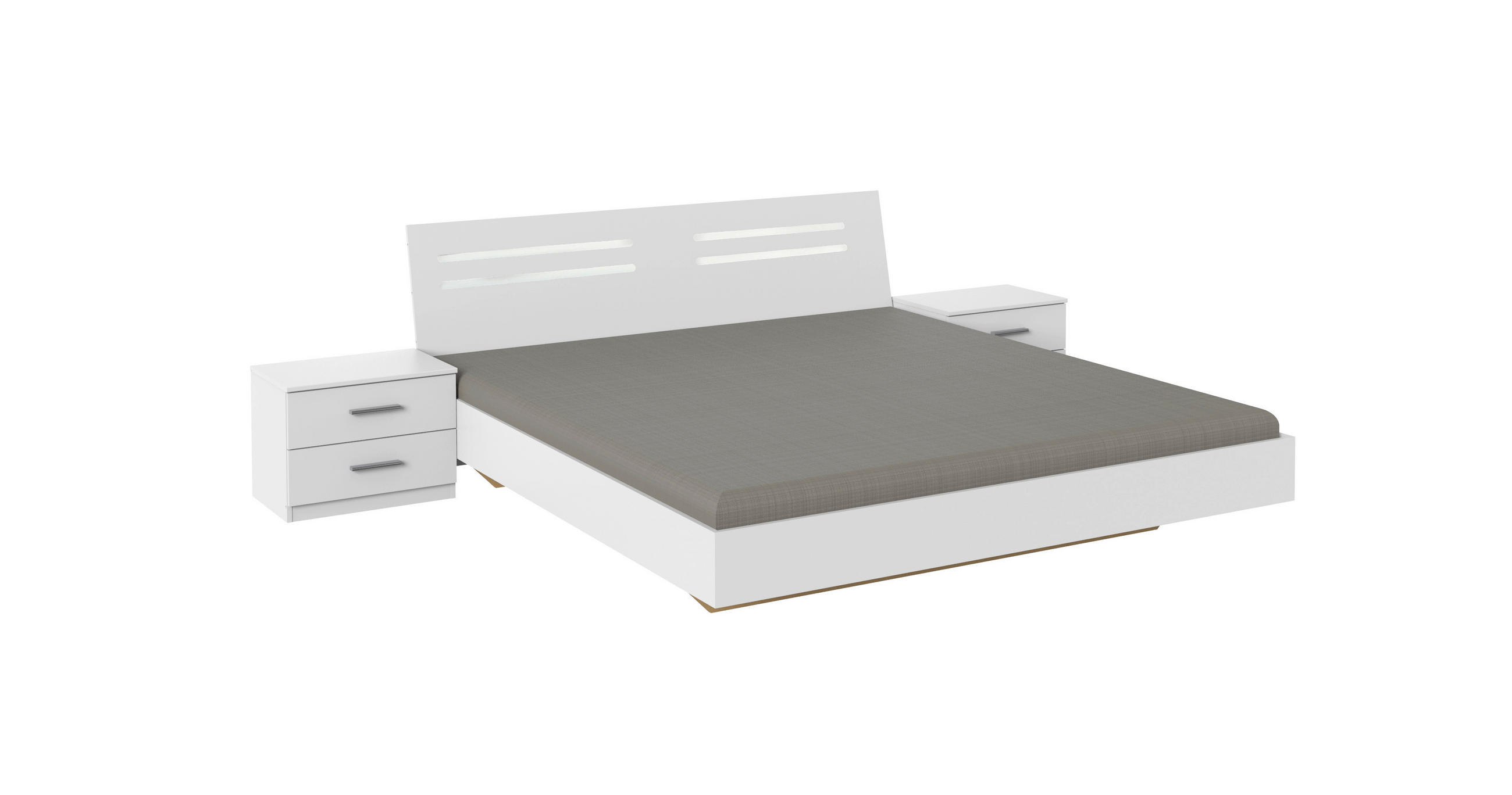 Pat 160x200 cm in alb, culoare crom - alb/culoare crom, Basics, material pe bază de lemn (169/81/210cm) - Carryhome