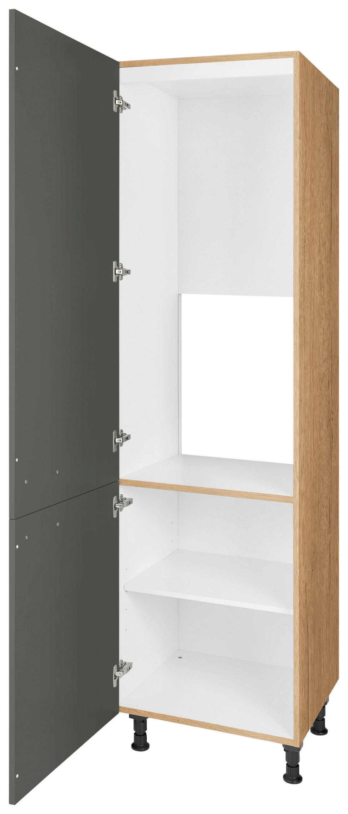 GERÄTEUMBAUSCHRANK 60/216,6/58 cm  in Grün, Eichefarben  - Eichefarben/Schwarz, MODERN, Holzwerkstoff/Metall (60/216,6/58cm) - Nobilia