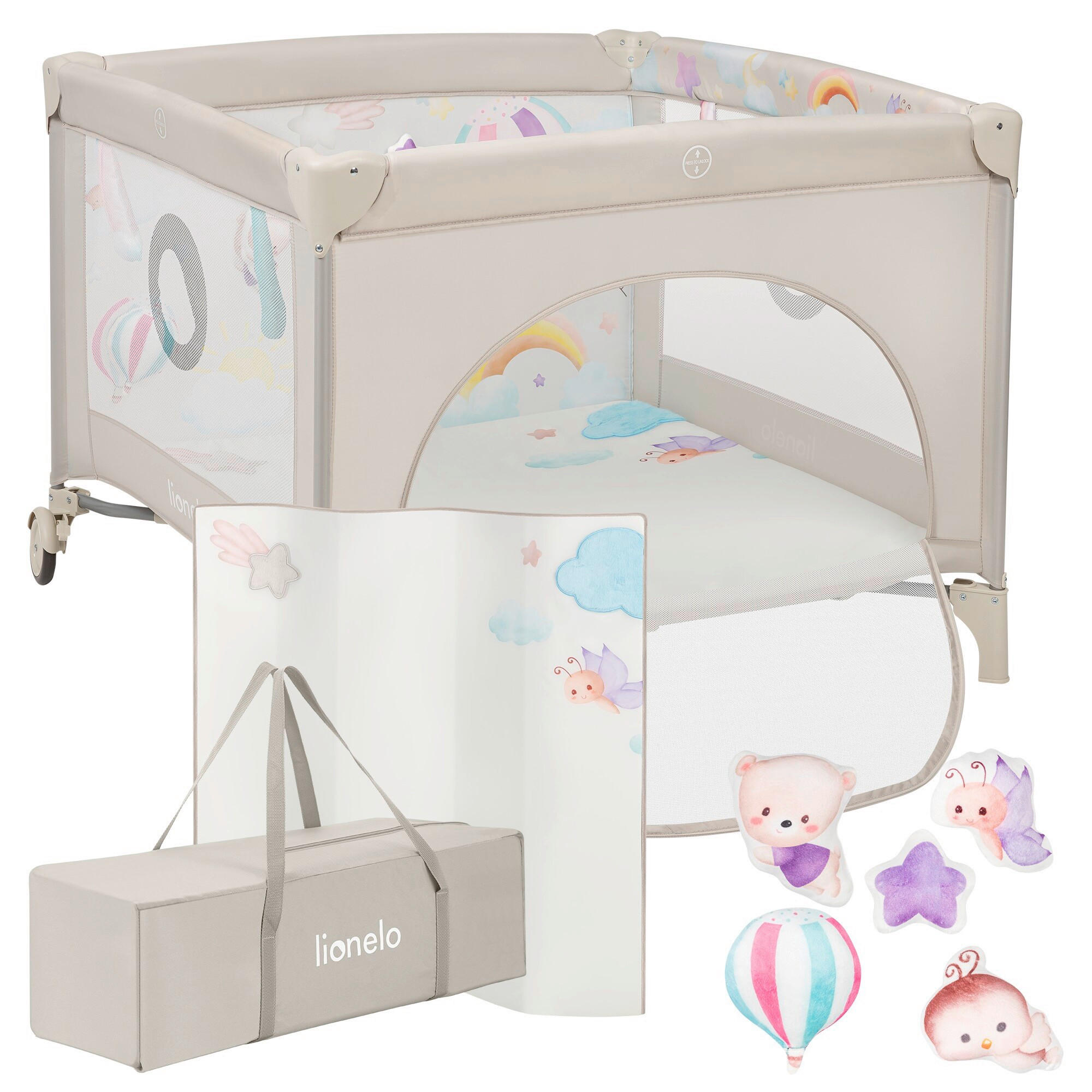 LAUFGITTER Mille Plus  100/100/77 cm  - Beige, Basics, Textil (100/100/77cm) - Lionelo