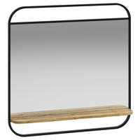 BADEZIMMERSPIEGEL 82/82/12 cm  - Schwarz/Naturfarben, Natur, Glas/Holz (82/82/12cm) - Livetastic