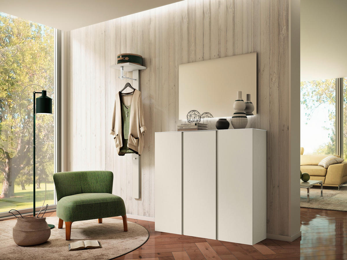 GARDEROBE 3-teilig 170/185/33 cm  - Sandfarben, Design, Glas/Holzwerkstoff (170/185/33cm) - Moderano