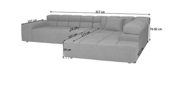 ECKSOFA in Cord Silberfarben, Hellgrau  - Silberfarben/Hellgrau, Design, Kunststoff/Textil (319/215cm) - Hom`in