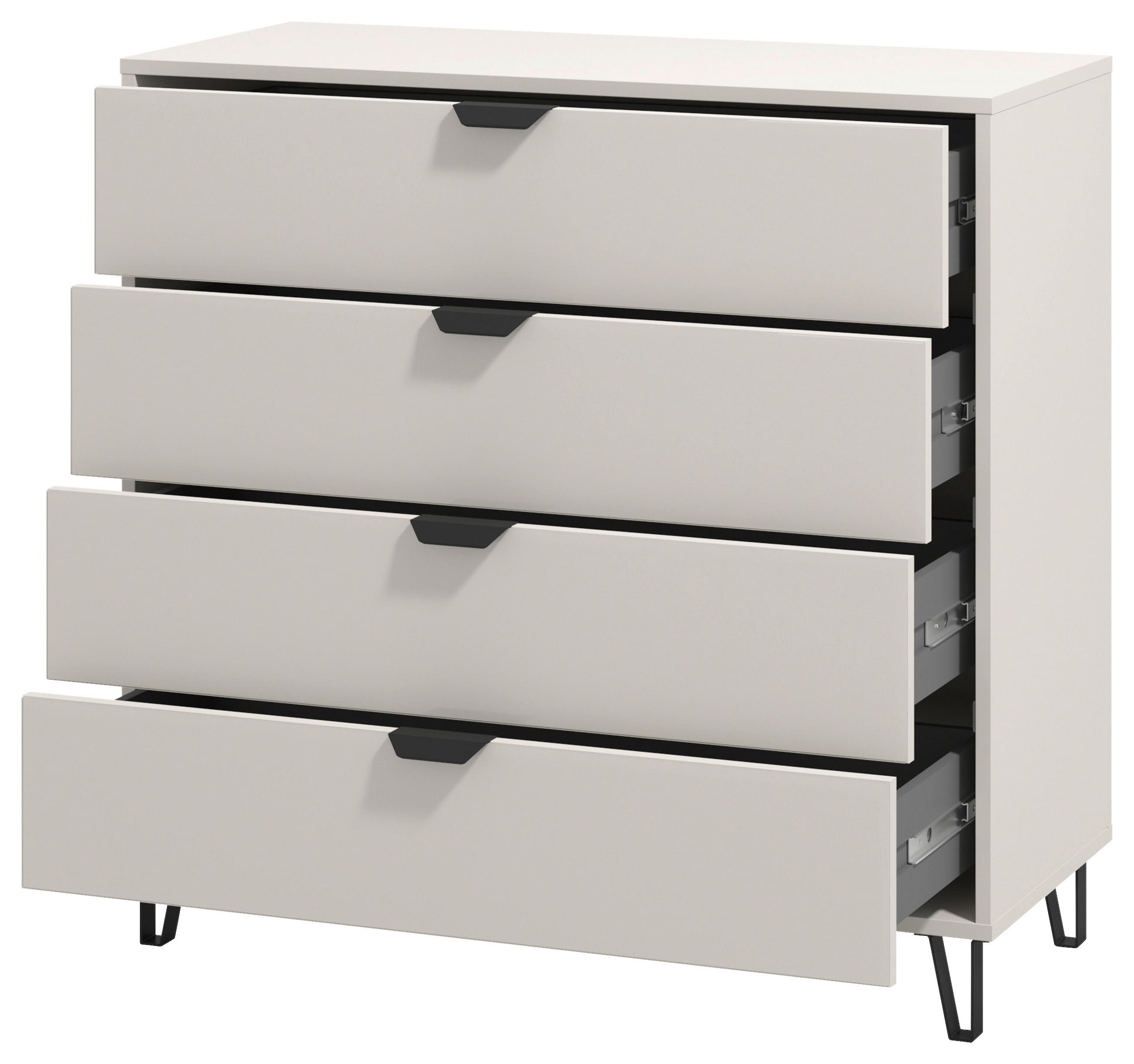 KOMMODE  in 93/90/40 cm  - Kaschmir, KONVENTIONELL, Glas/Holzwerkstoff (93/90/40cm) - Stylife