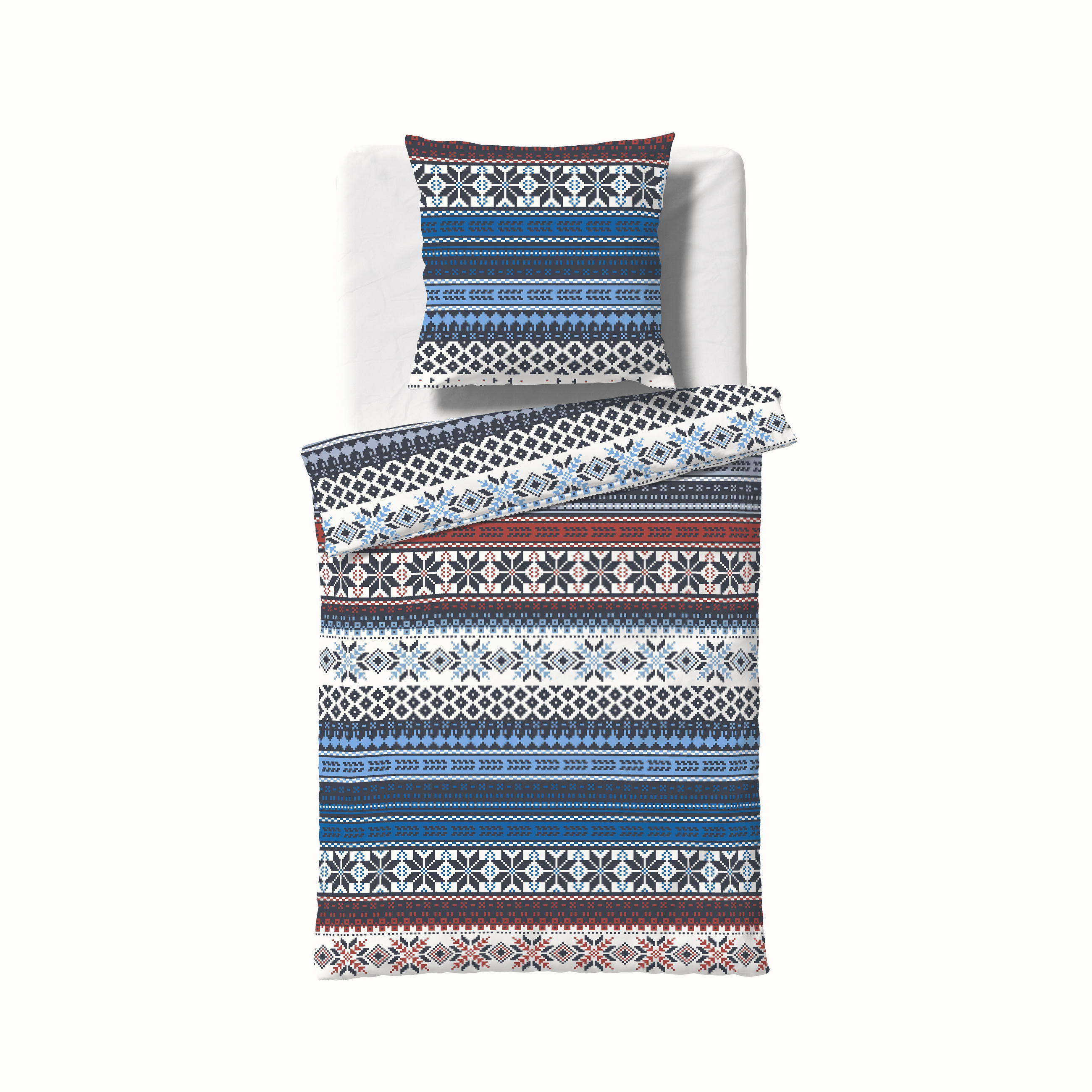 BETTWÄSCHE Aspen Biber 135/200 cm  - Blau/Rot, Design, Textil (135/200cm) - Fleuresse