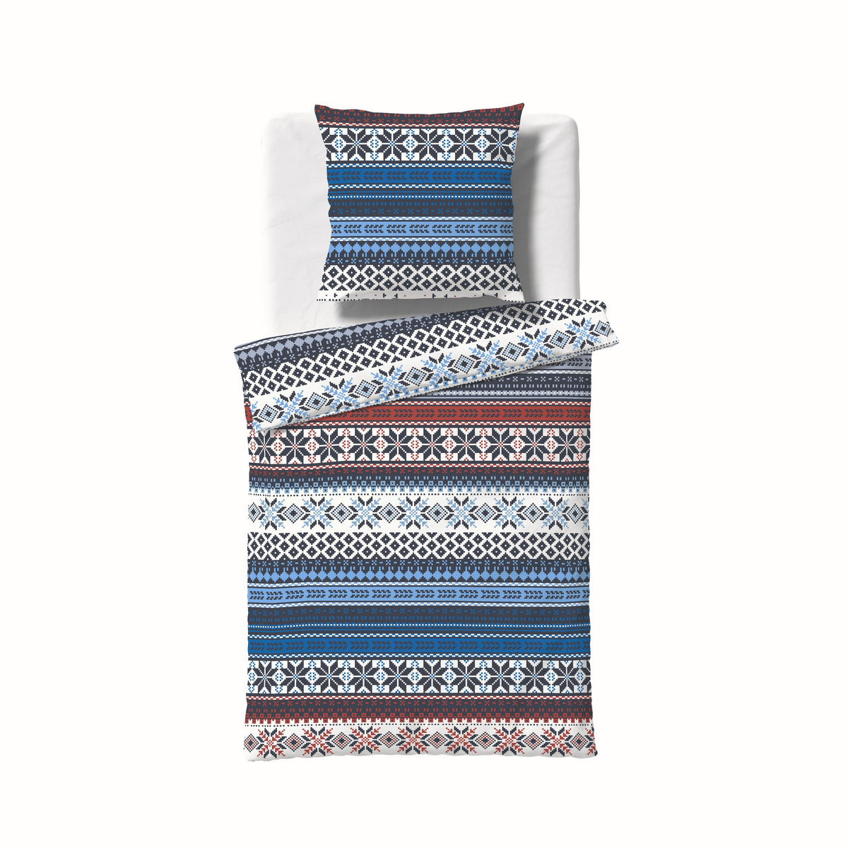 BETTWÄSCHE Aspen Biber 135/200 cm  - Blau/Rot, Design, Textil (135/200cm) - Fleuresse