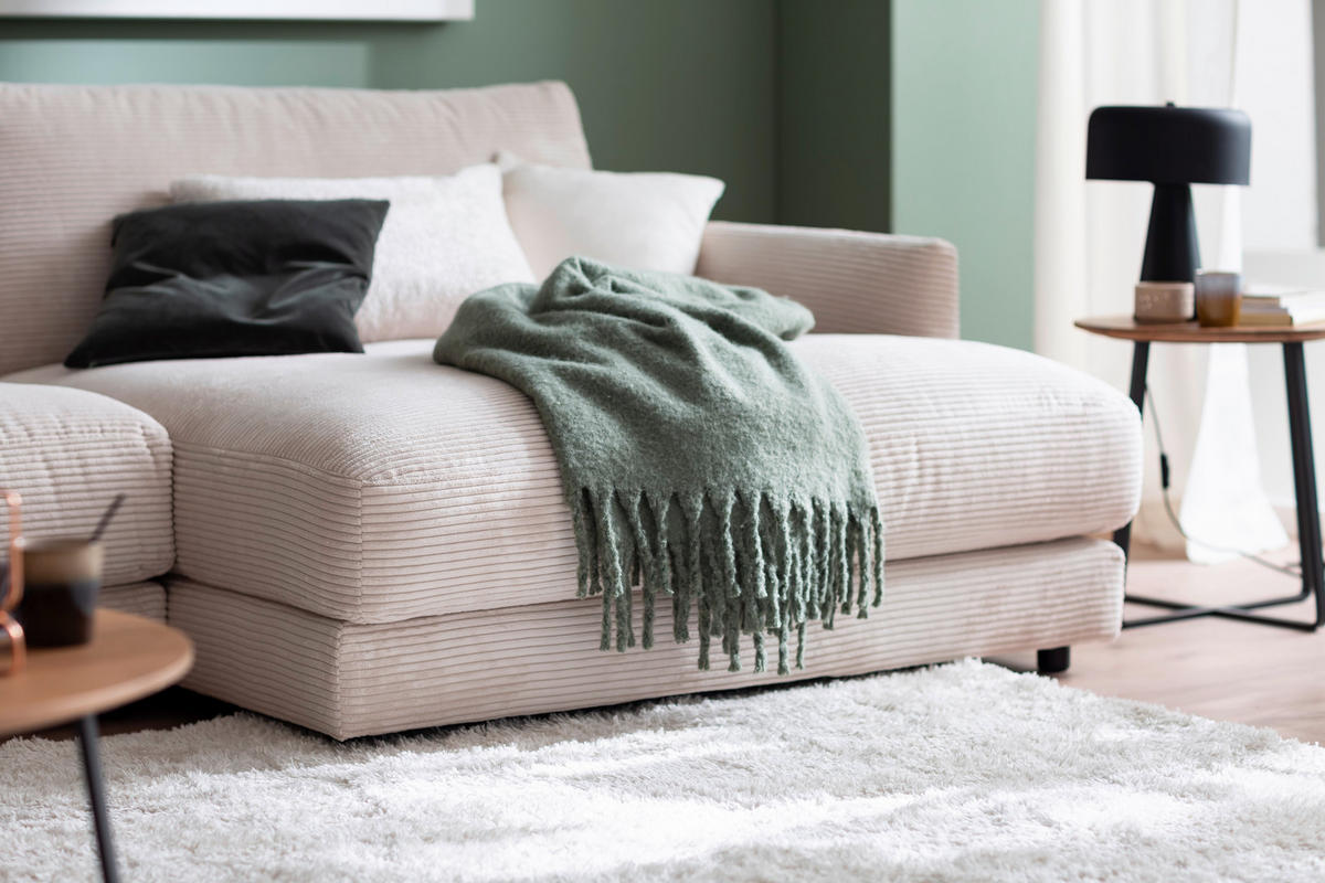 ECKSOFA Cord Beige  - Beige/Schwarz, Design, Kunststoff/Textil (322/170cm) - Schöner Wohnen